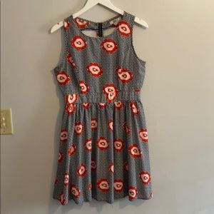Blue and Red Flower Dress